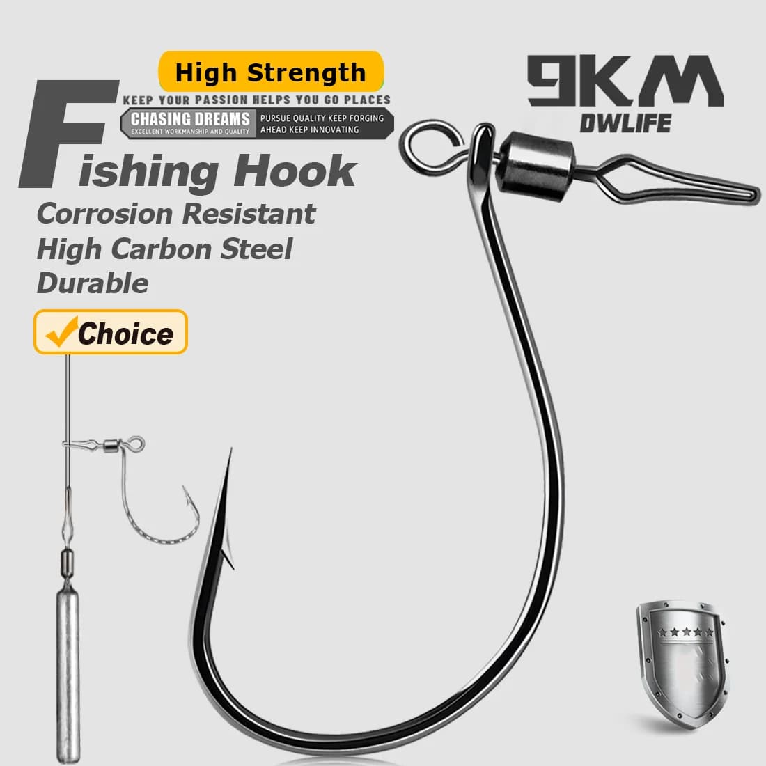 30Pcs Drop Shot Hooks with Swivels, High Carbon Steel