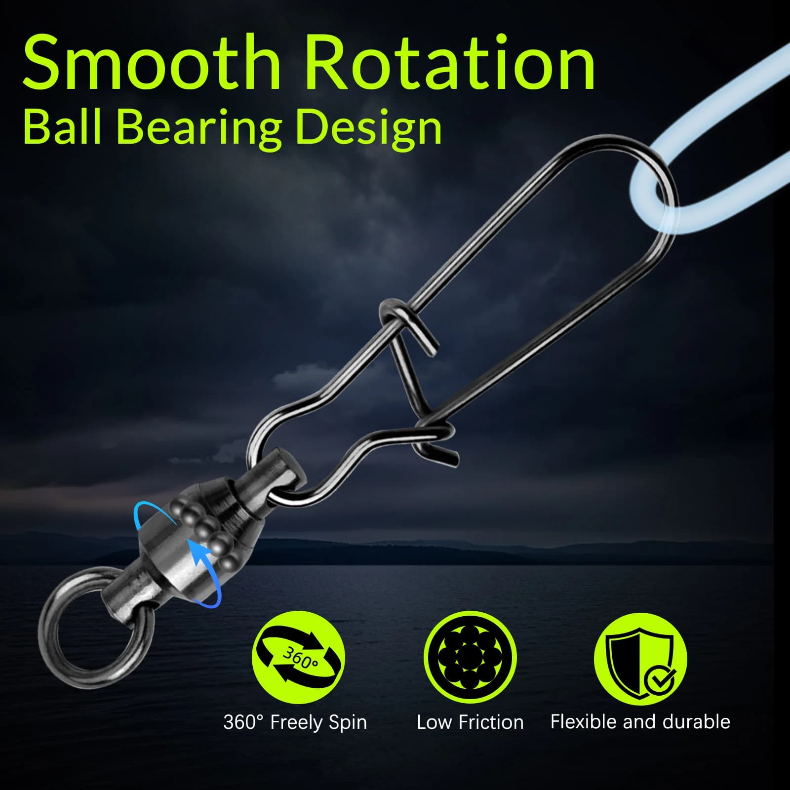 Ball Bearing Duo-Lock Snap Swivels, 10 Pcs