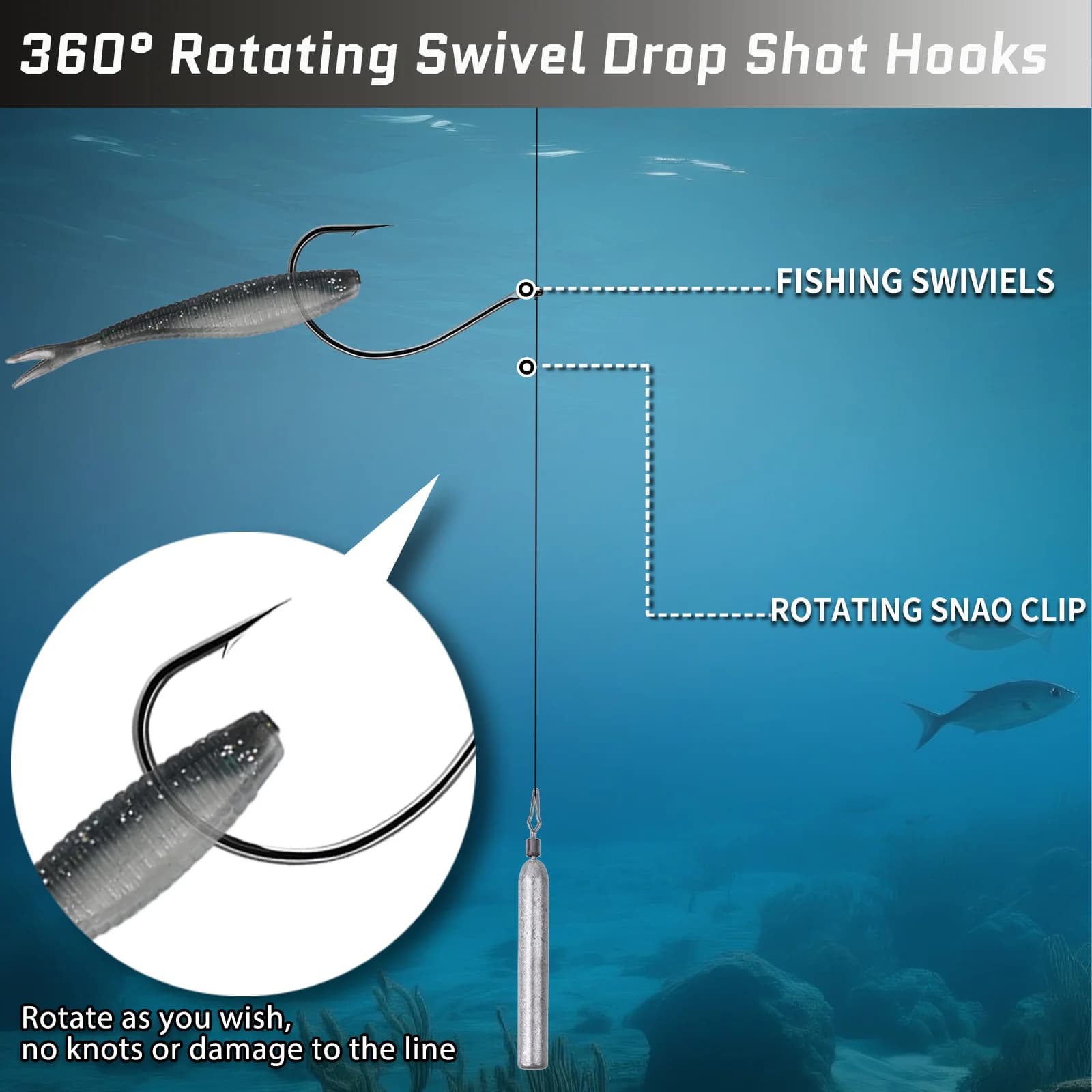 Black Nickel Drop Shot Wacky Fishing Hooks