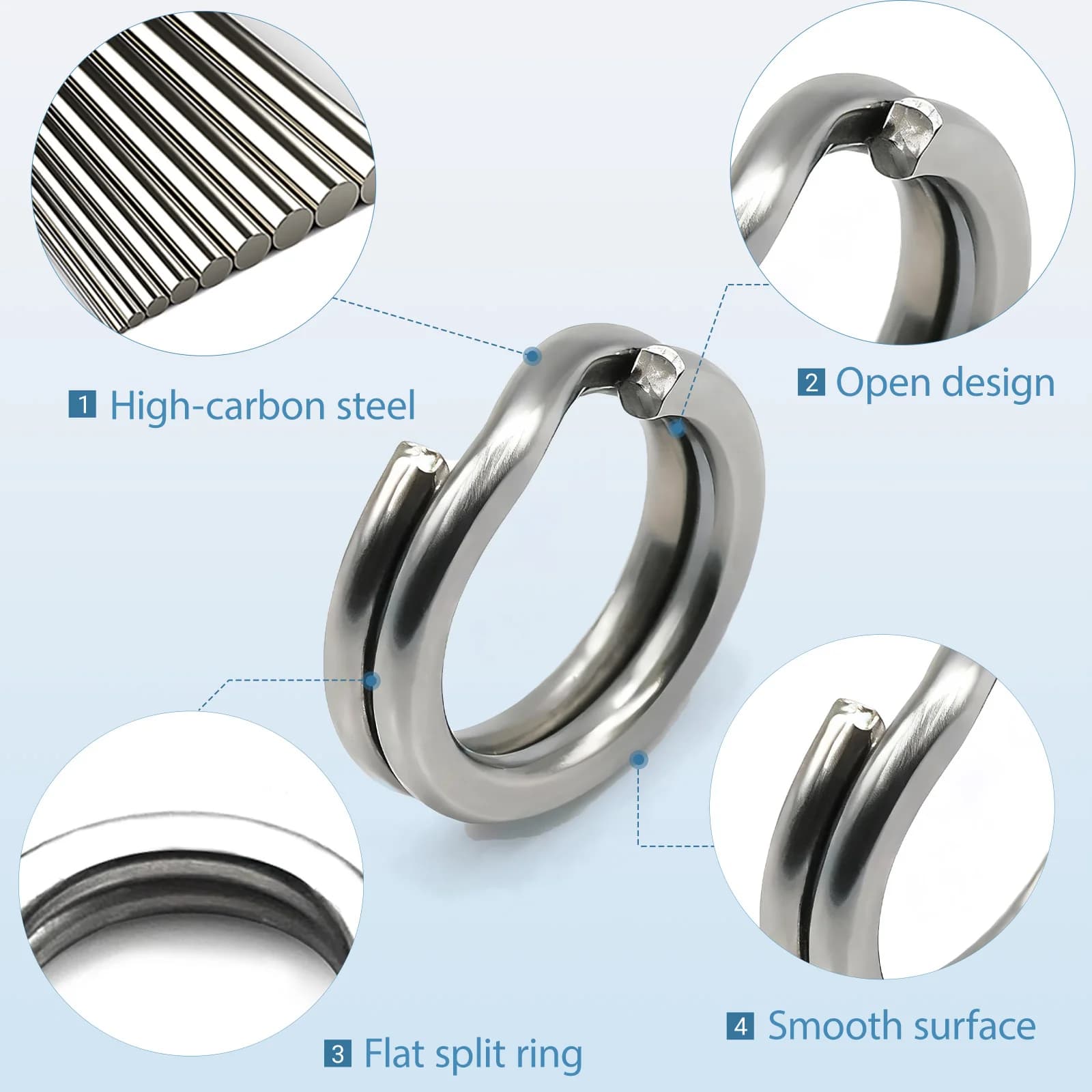 304 Stainless Steel Split Rings, 50 Pcs