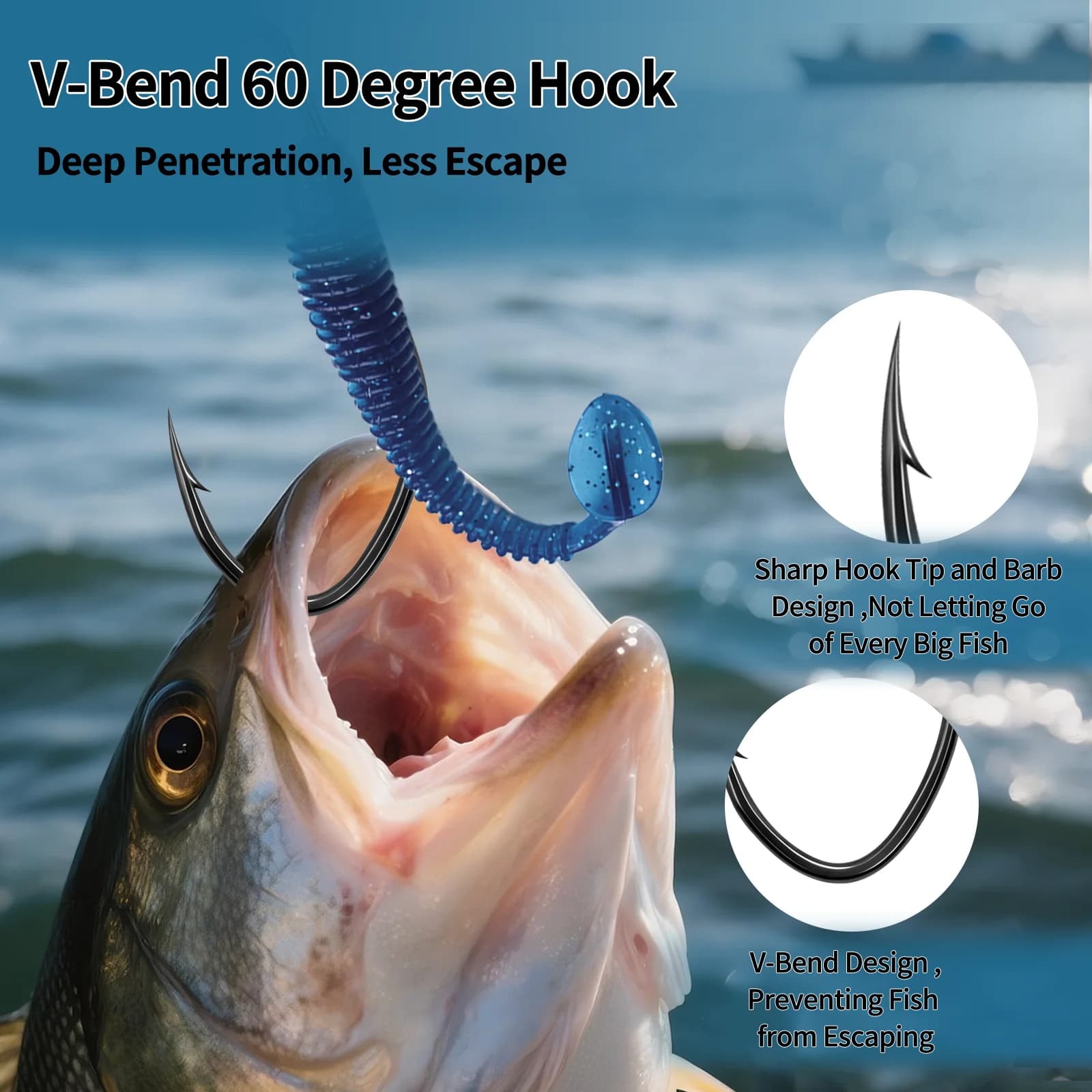 60-Degree Aberdeen Jig Hooks, Long Shank