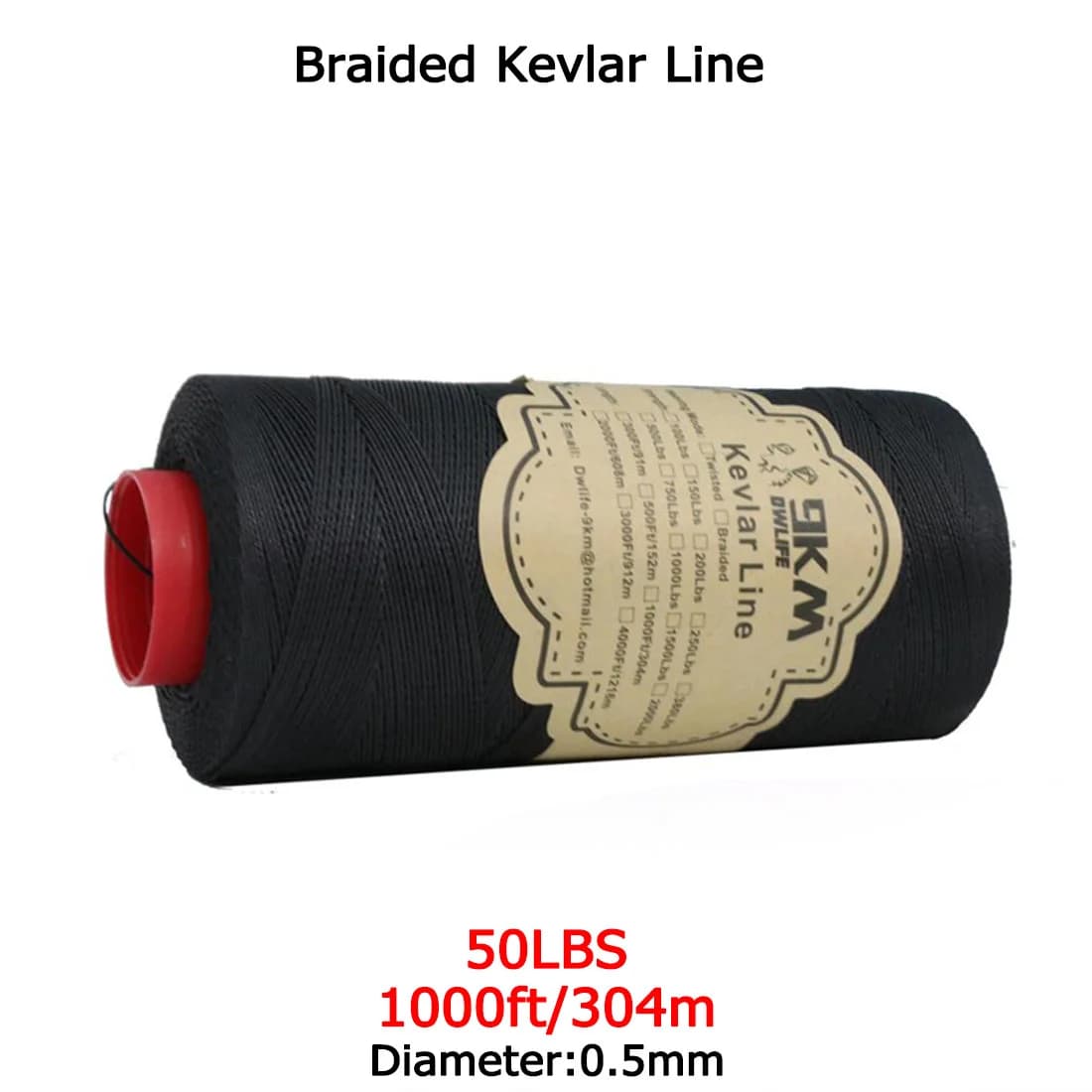 Black Braided Kevlar Fishing Assist Rope, 50-1500 Lbs