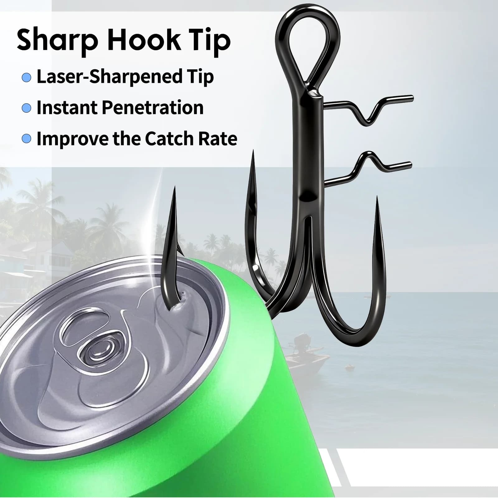 Treble Hook with Baitholder Spike for Soft Lures, 5 Pack