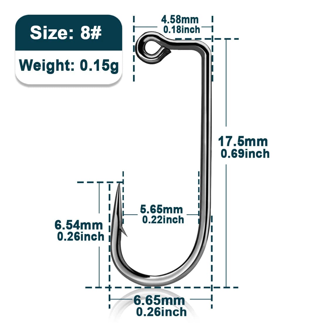 90-Degree Long Shank Jig Hooks, 50-200 Pcs