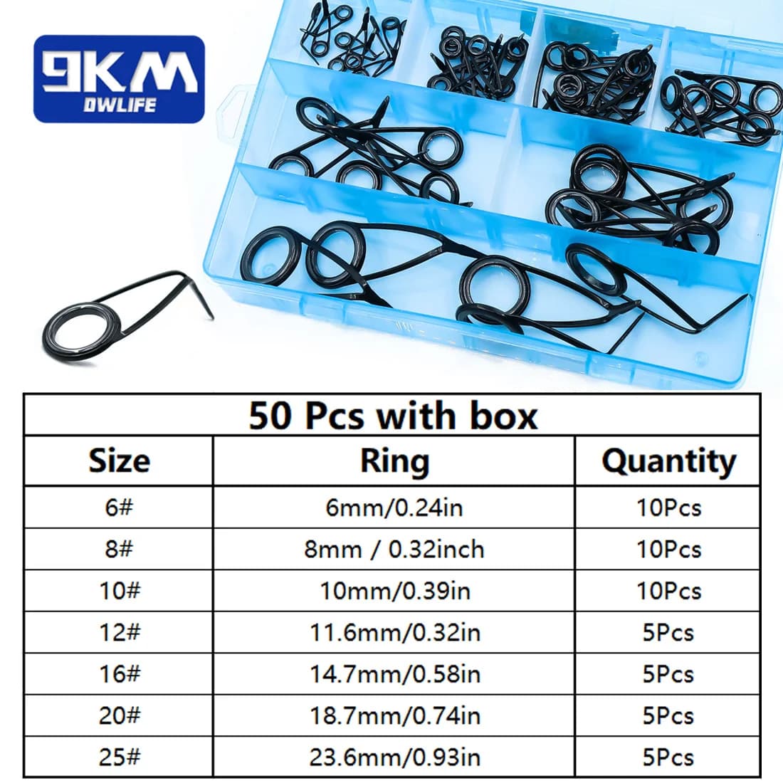 Fishing Rod Guide Repair Kit with Ceramic Rings, 7-50 Pieces