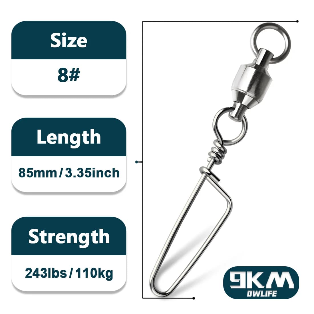 Stainless Steel Ball Bearing Fishing Swivels, 20-100 Pcs