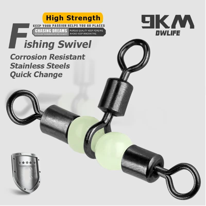 3-Way Barrel Fishing Swivels with Glow Beads