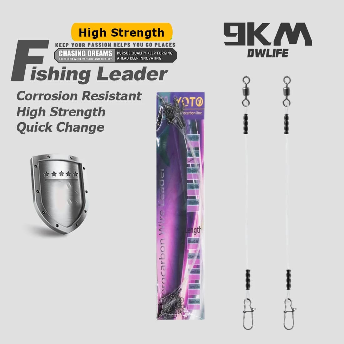 Fluorocarbon Leader Set with Rolling Snap Swivels