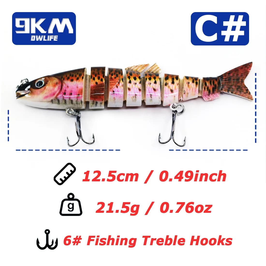 12.5cm Multi-Jointed Segmented Swimbait Lure