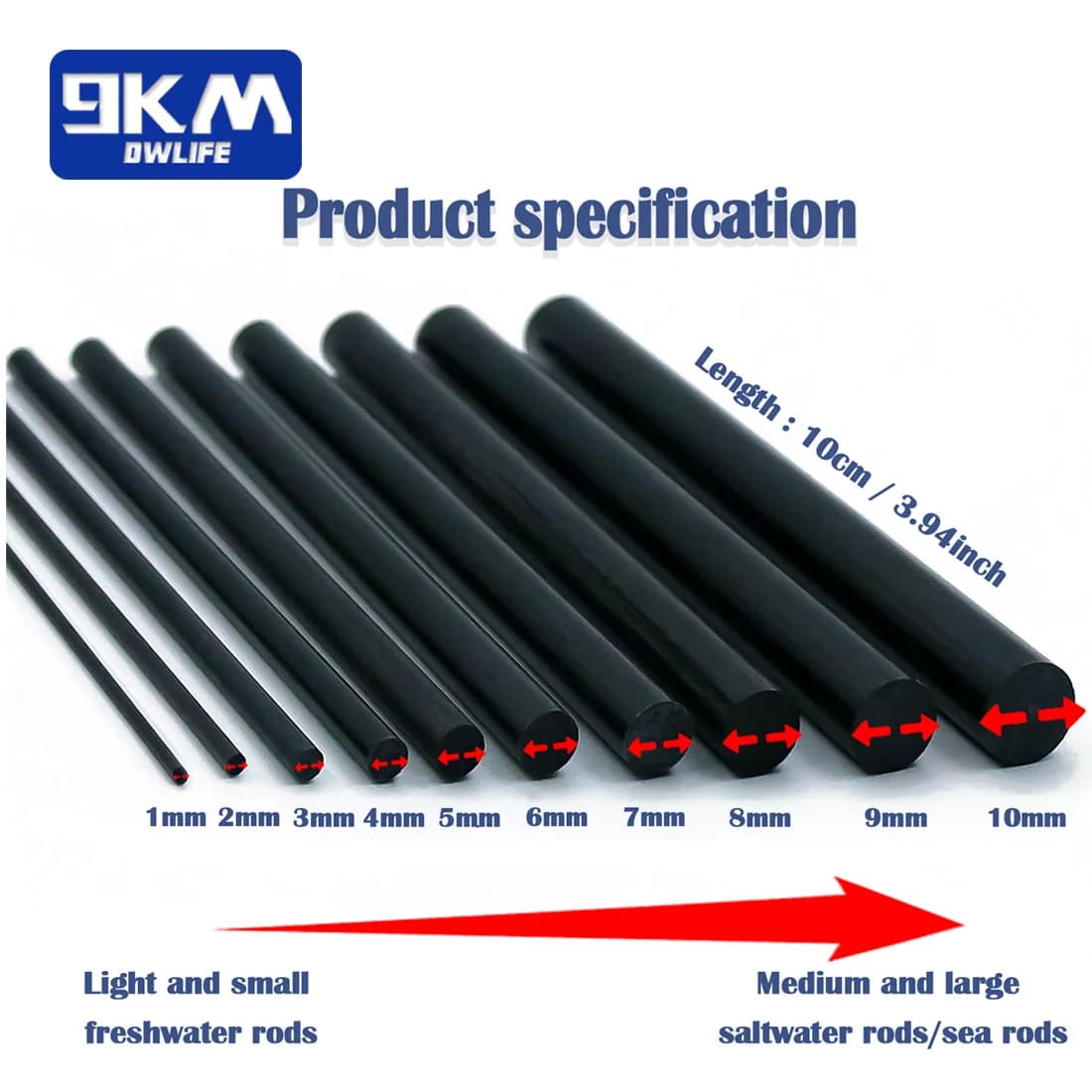 Carbon Fiber Rod Repair Kit with Wrapping Thread, 3 Pcs