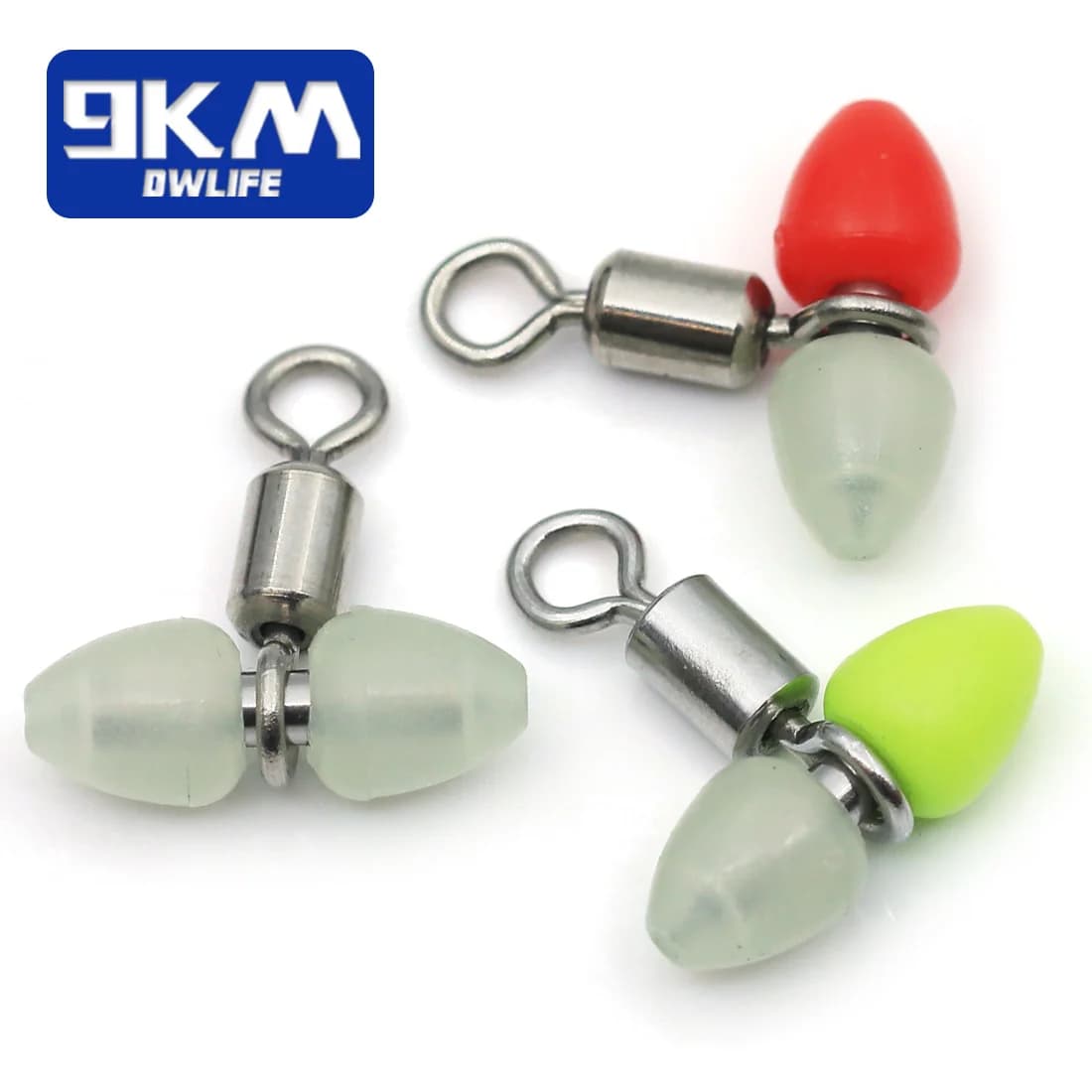 15-60Pcs Luminous 3-Way Barrel Swivels
