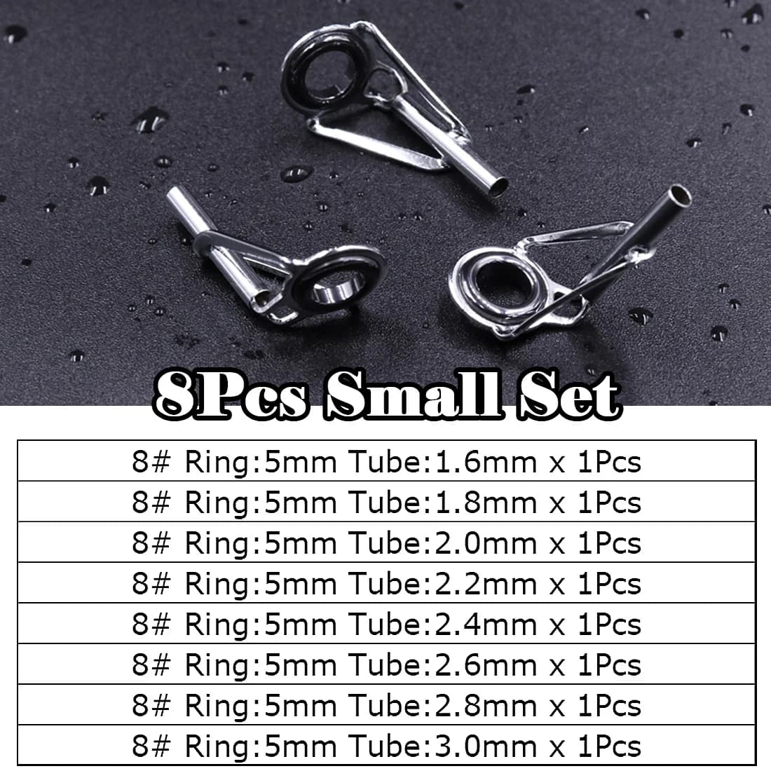 5pcs Stainless Steel Rod Guide Tips with Ceramic Rings