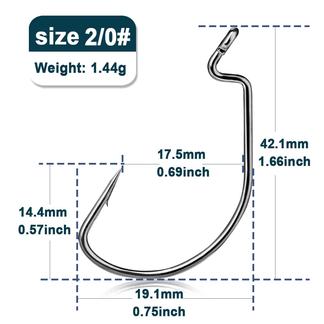Wide Gap Offset EWG Worm Fishing Hooks