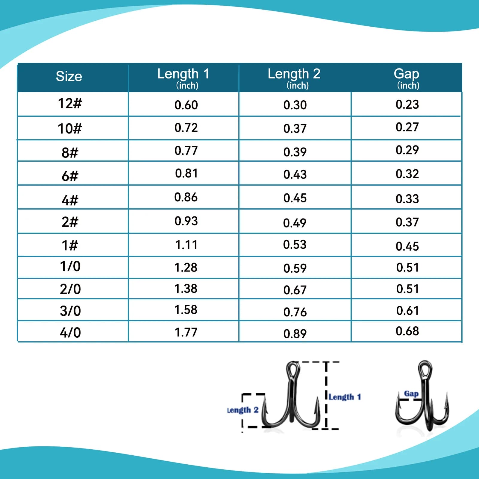 4X Strong Treble Hooks, 10-30 Pcs