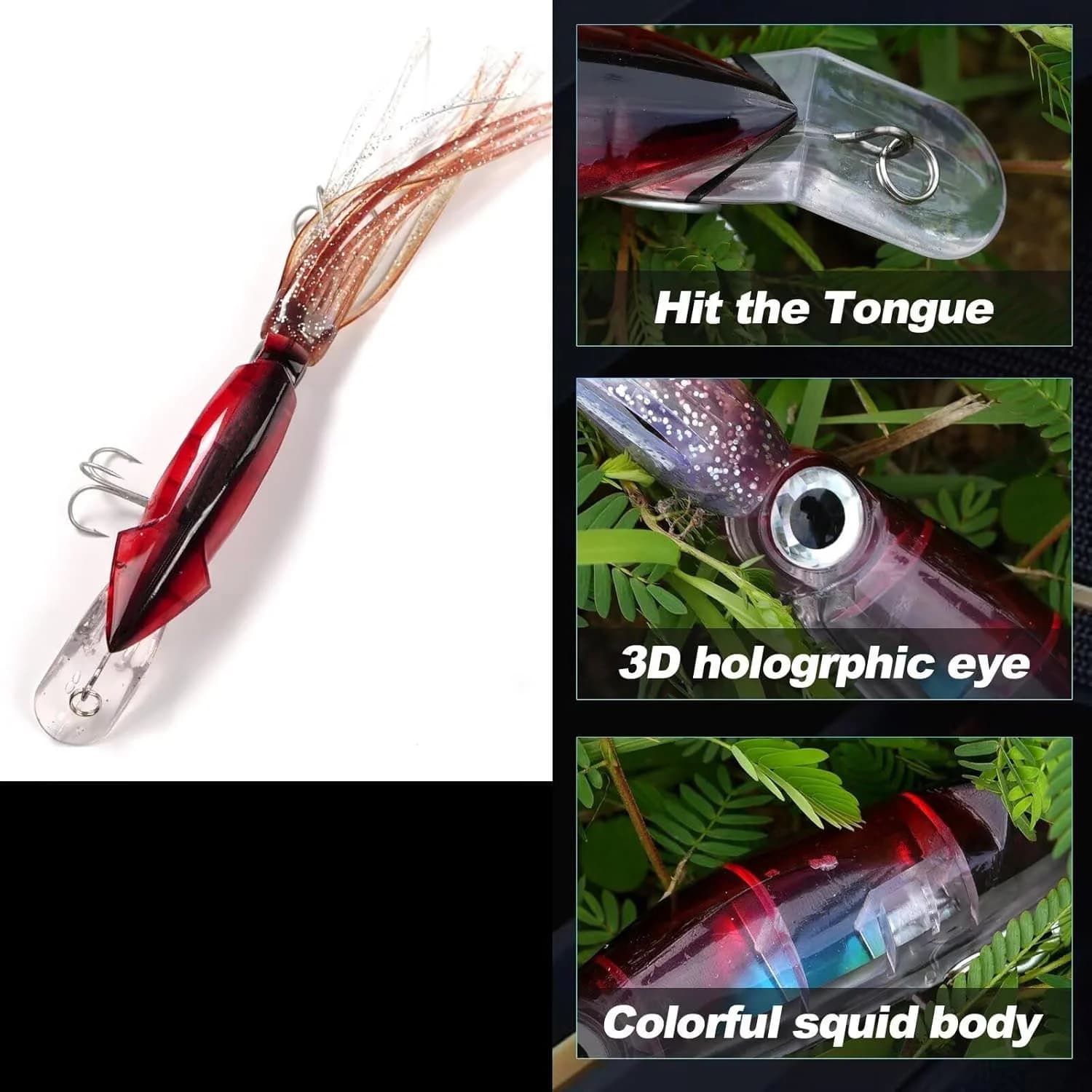 Artificial Squid Lure with 3D Holographic Eyes
