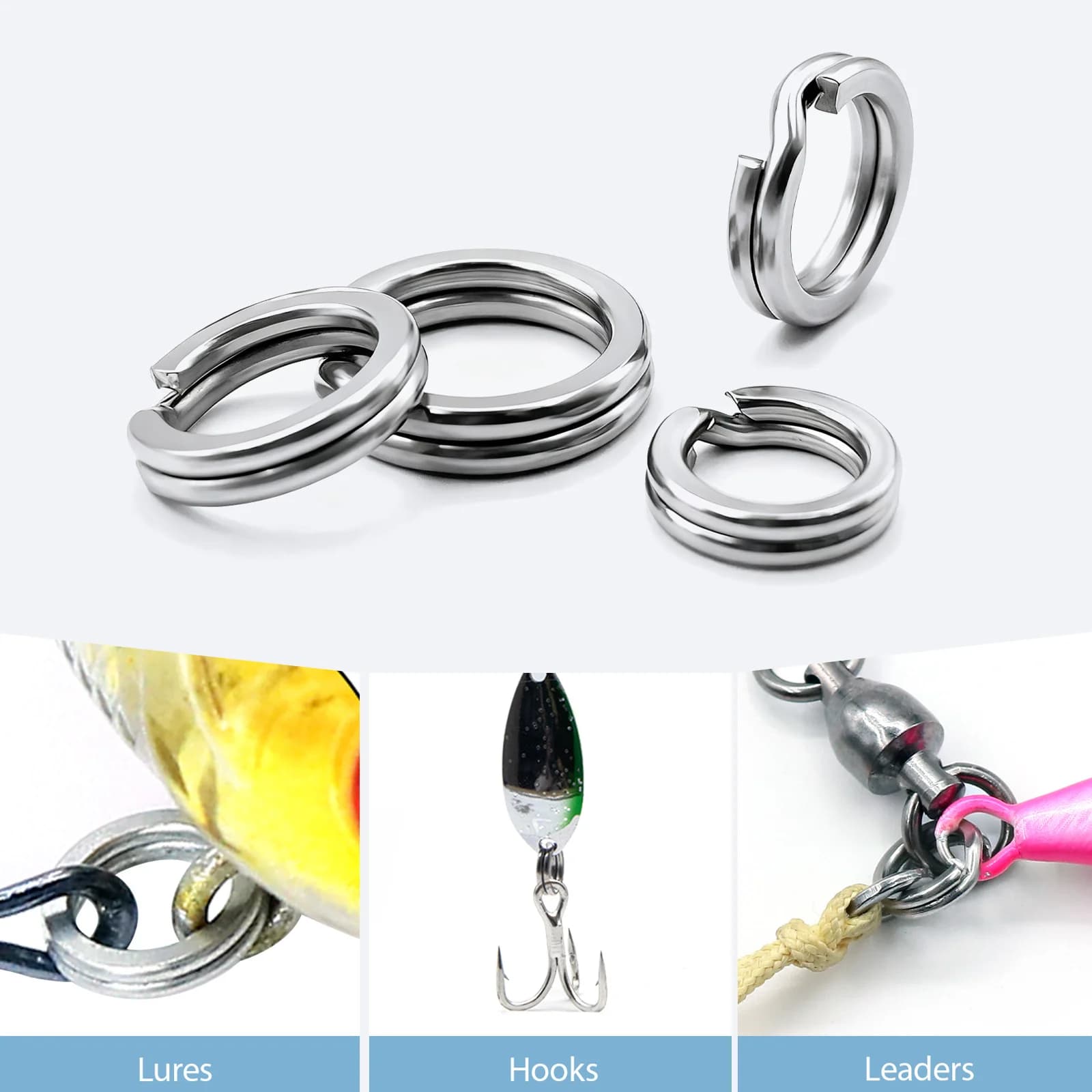 304 Stainless Steel Split Rings, 50 Pcs