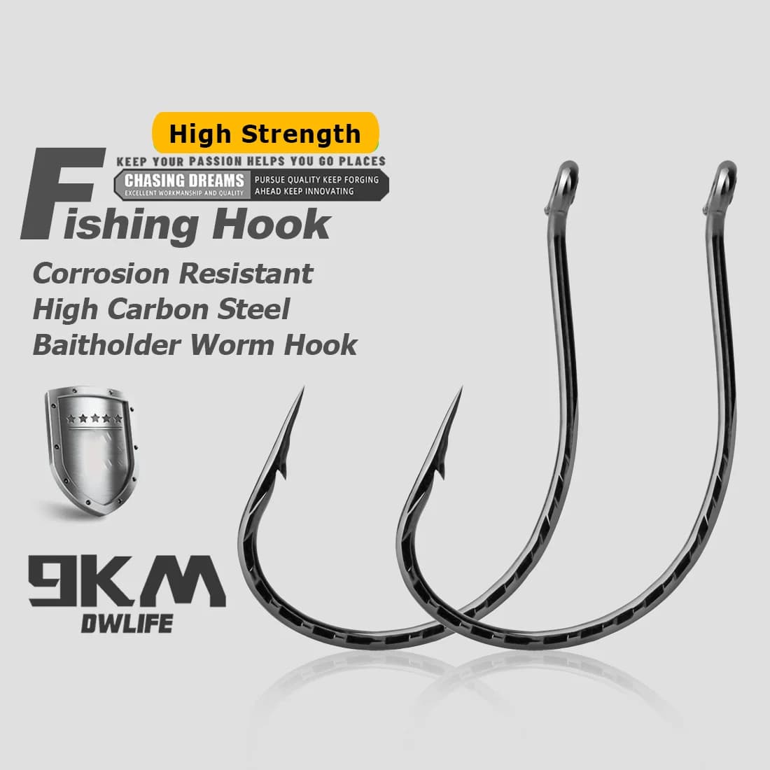 High Carbon Steel Drop Shot Worm Hooks for Freshwater