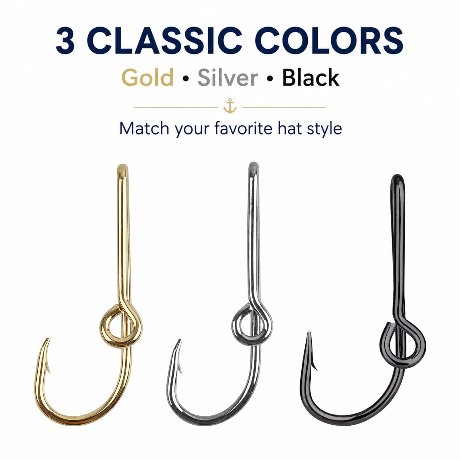 Fish Hook Hat Pin Clip, 5 Pack