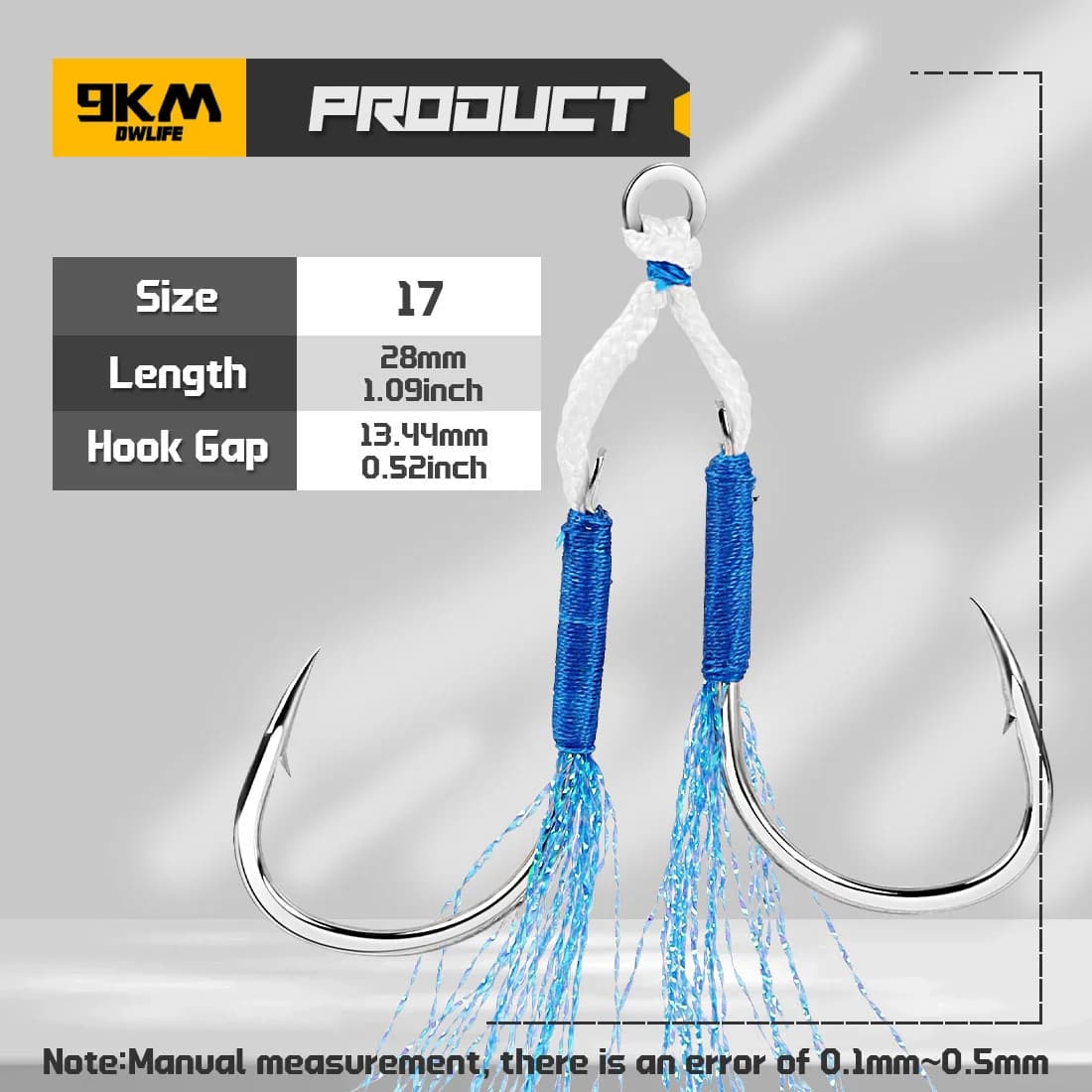 Jigging Assist Hook with Blue Feather, 10-20 Pcs