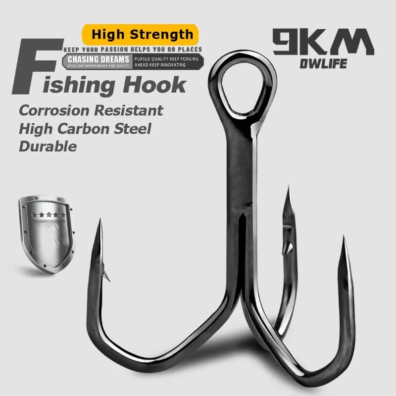 High Carbon Steel Treble Fishing Hooks, 25-100 Pcs