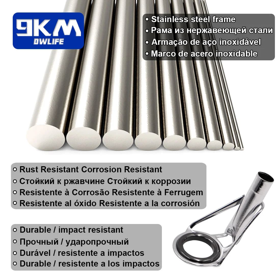 5pcs Stainless Steel Rod Guide Tips with Ceramic Rings