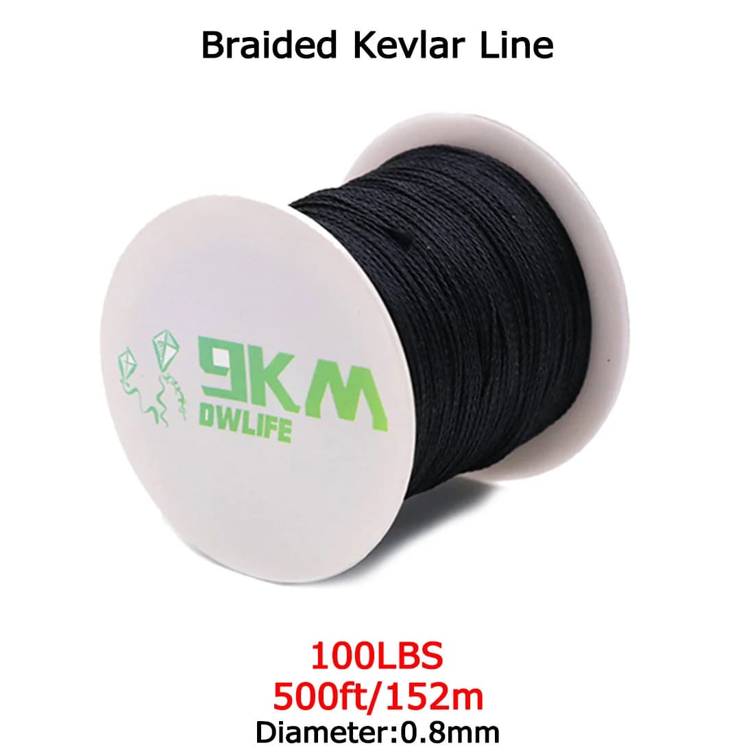 Black Braided Kevlar Fishing Assist Rope, 50-1500 Lbs
