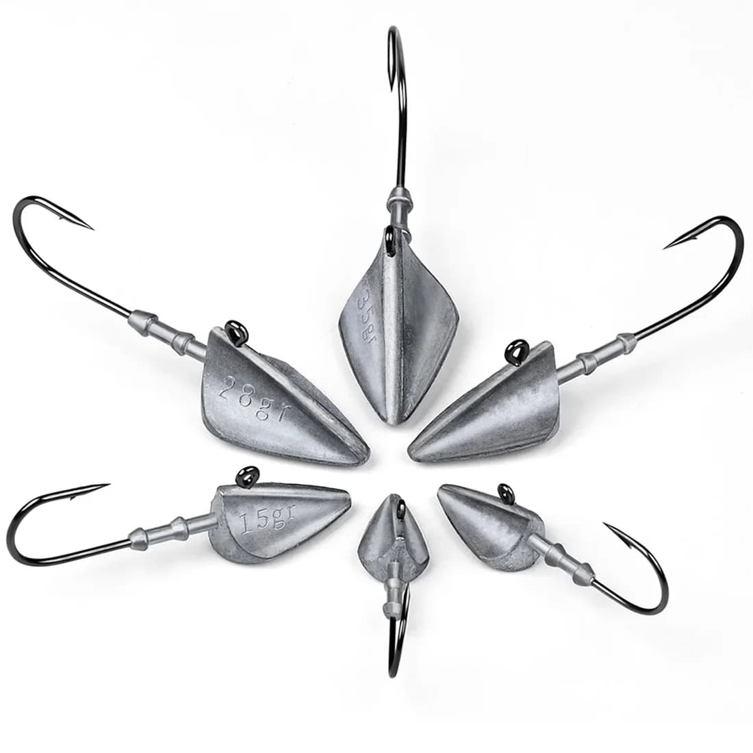 Triangle Jig Head with Long Hook, 7g-33g, 5 Pcs