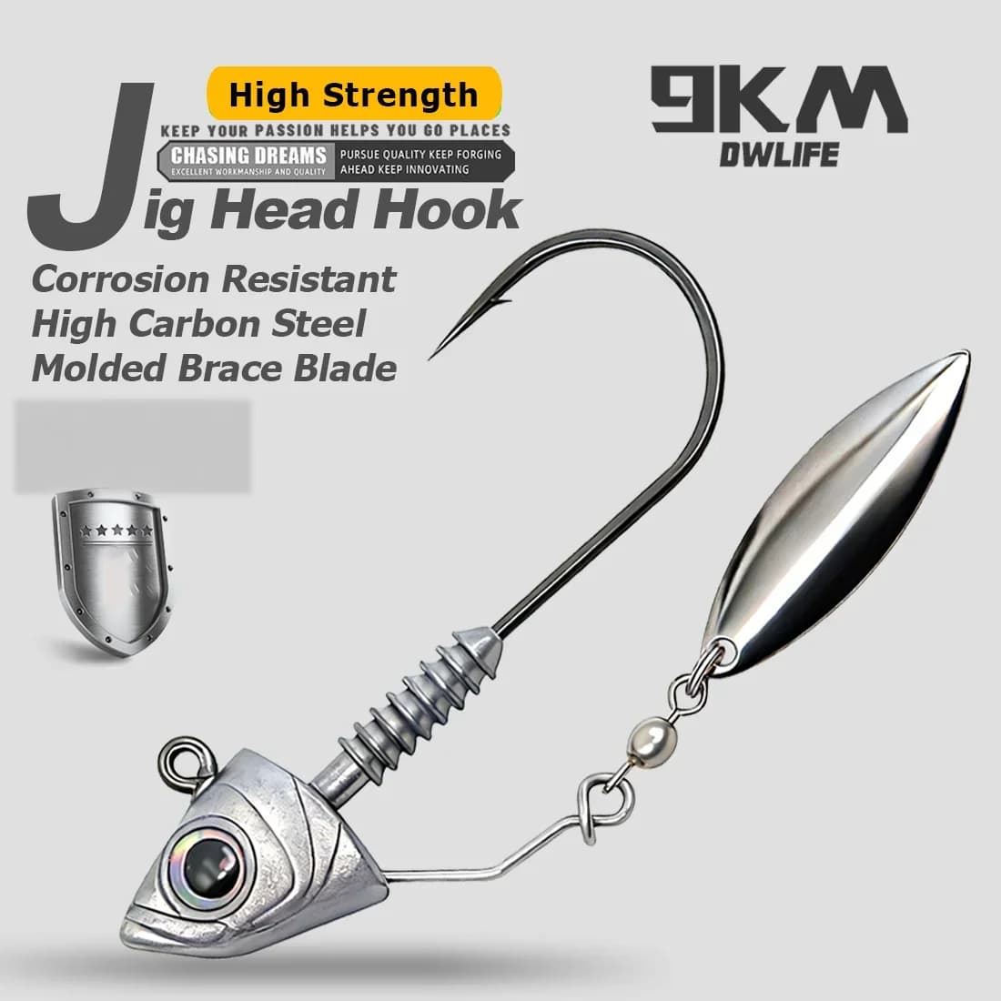 6Pcs Underspin Jig Heads with Spinner Blade