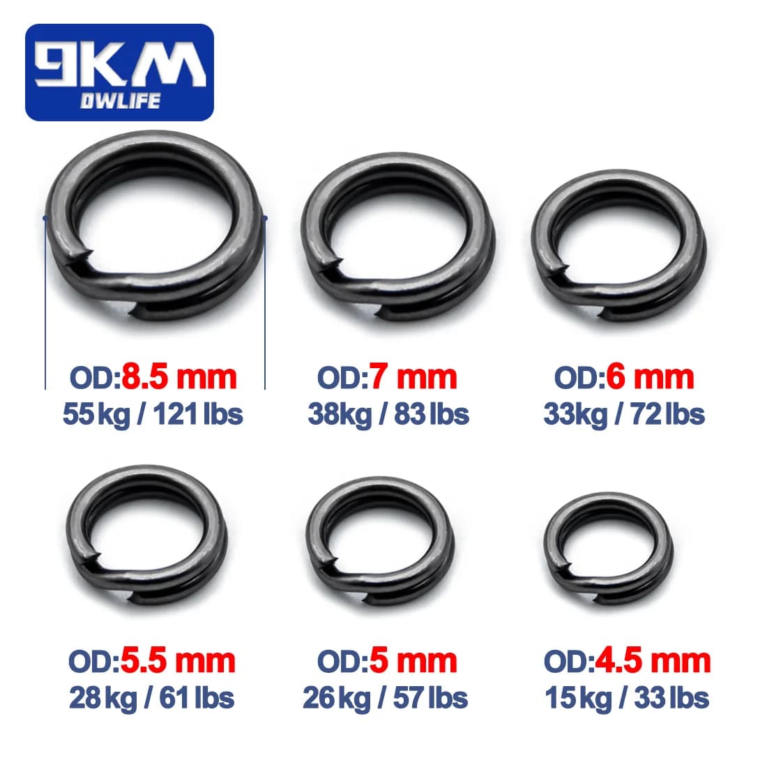 Black Stainless Steel Split Rings for Lures