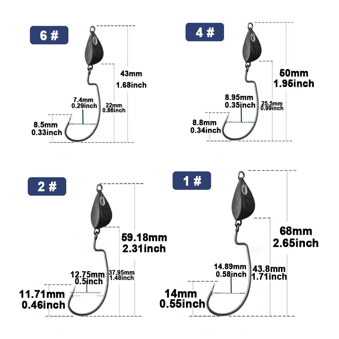 Jig Head EWG Hooks Wide Gap for Soft Lures