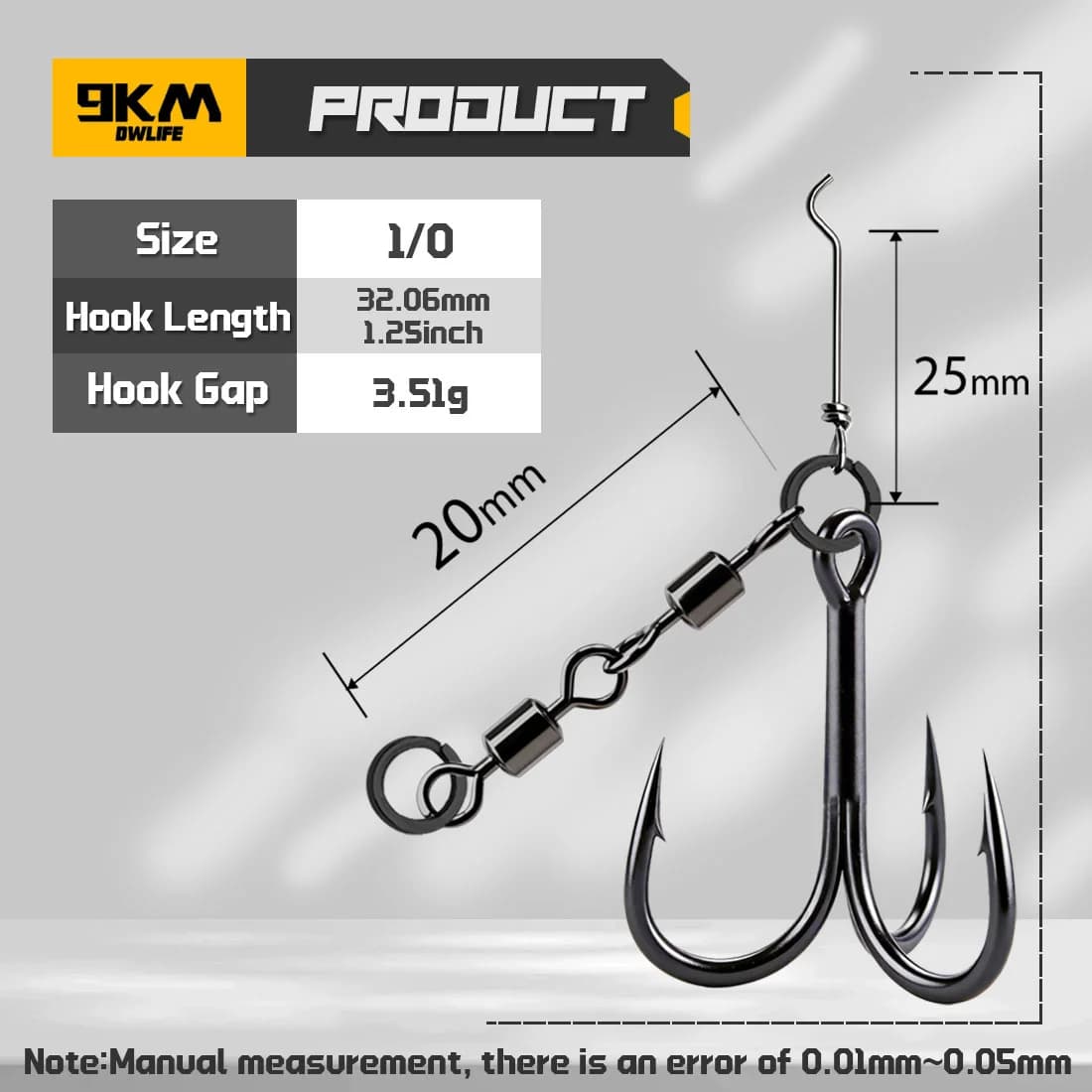 Black Treble Hooks with Snap Swivels Set