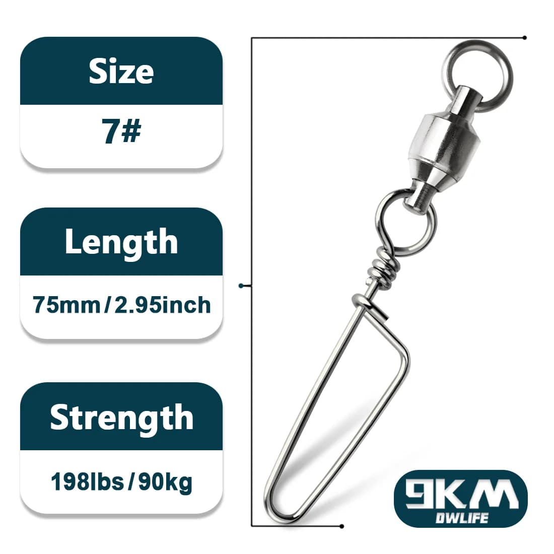 Stainless Steel Ball Bearing Fishing Swivels, 20-100 Pcs