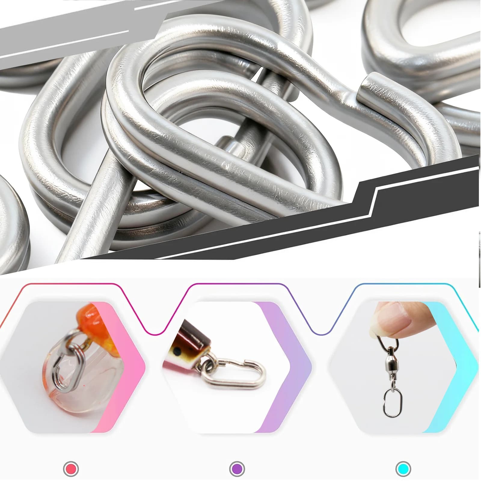 Oval Split Ring Lure Connector, Stainless Steel, 50-200 Pcs