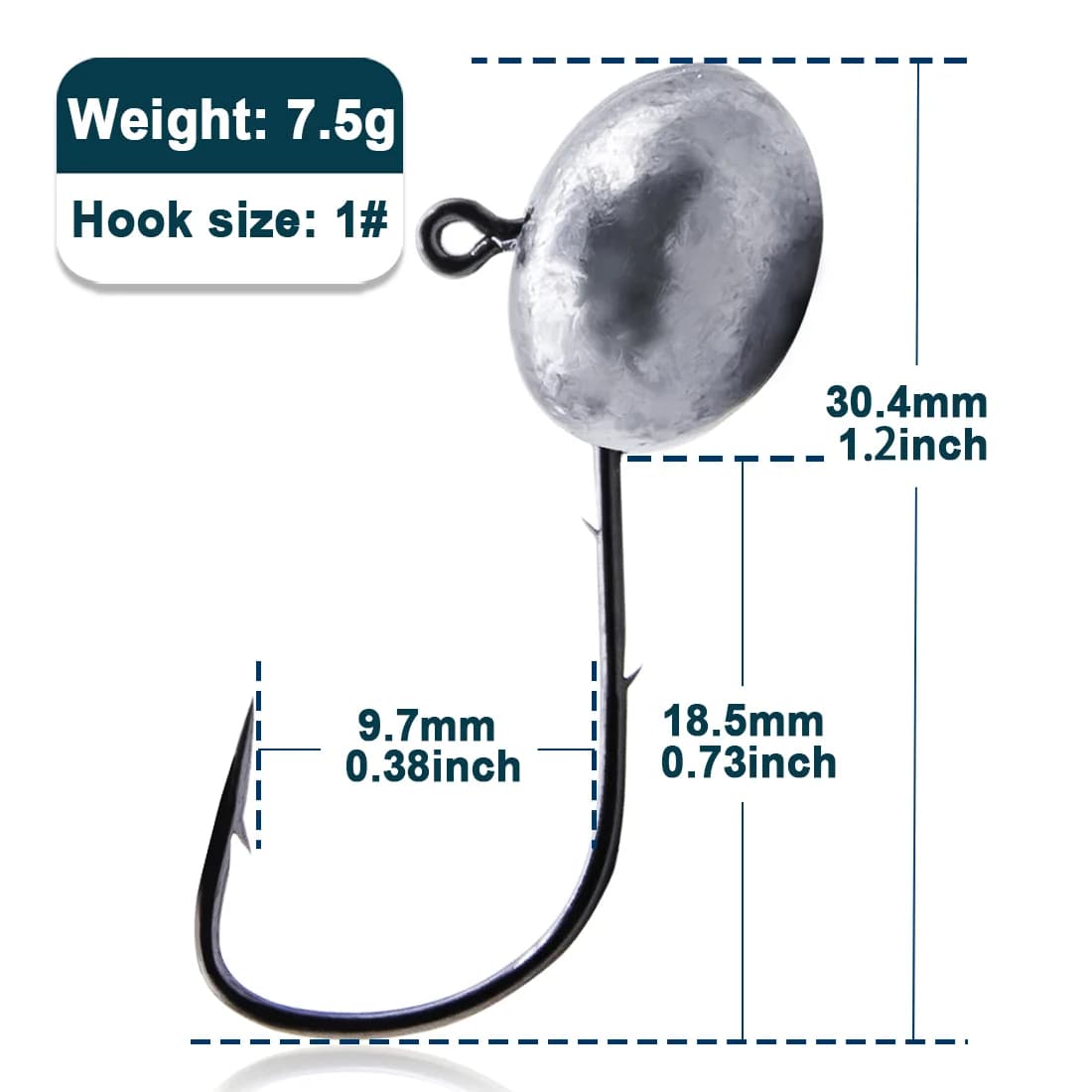 Micro Jig Head Hook, 1.5g-7.5g, Double Barbed, 10 Pcs