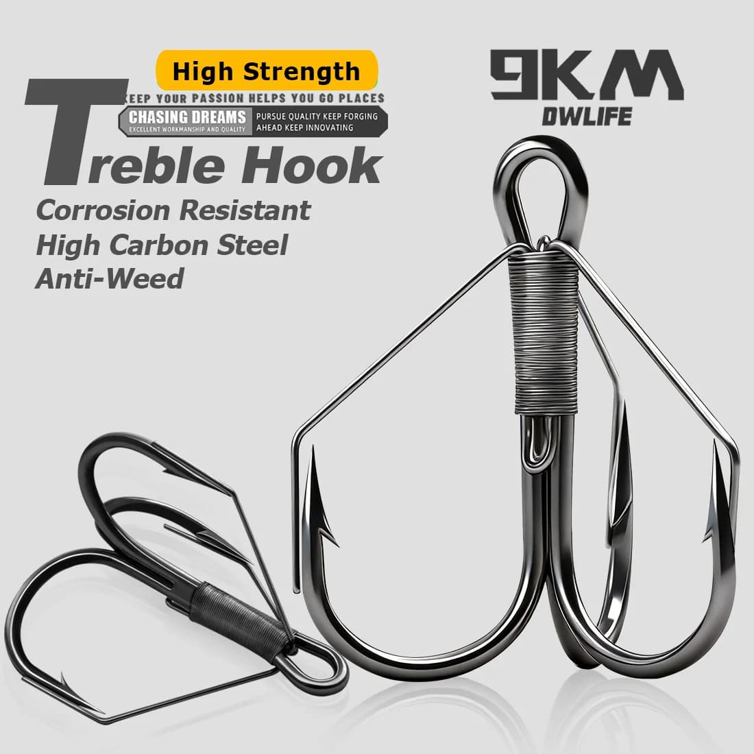Weedless Treble Hook Replacement, 8-24 Pack