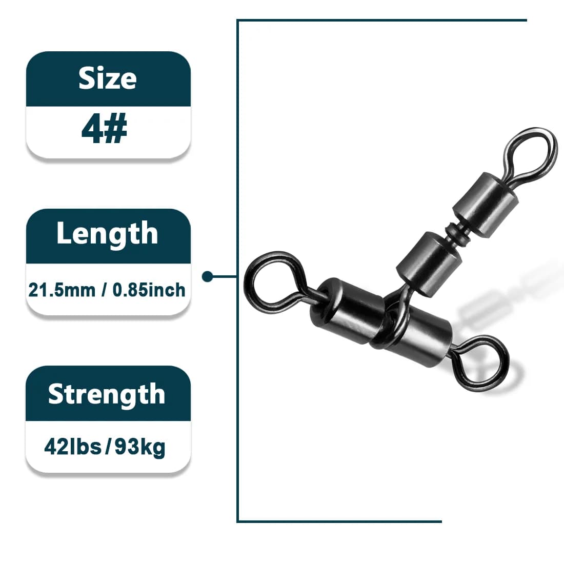 Three-Way Double Rolling Fishing Swivels, 15-60 Pcs