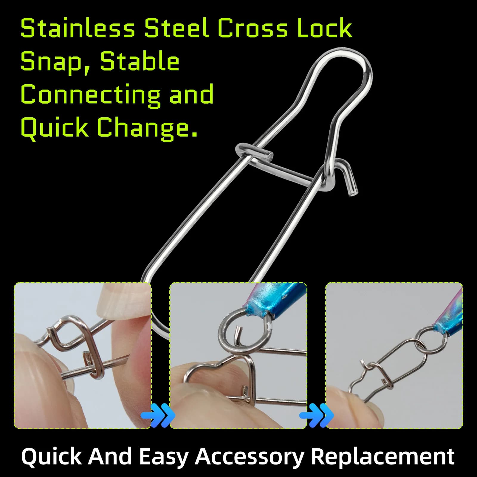 Stainless Steel Duo Lock Snap Clips, 50 Pieces