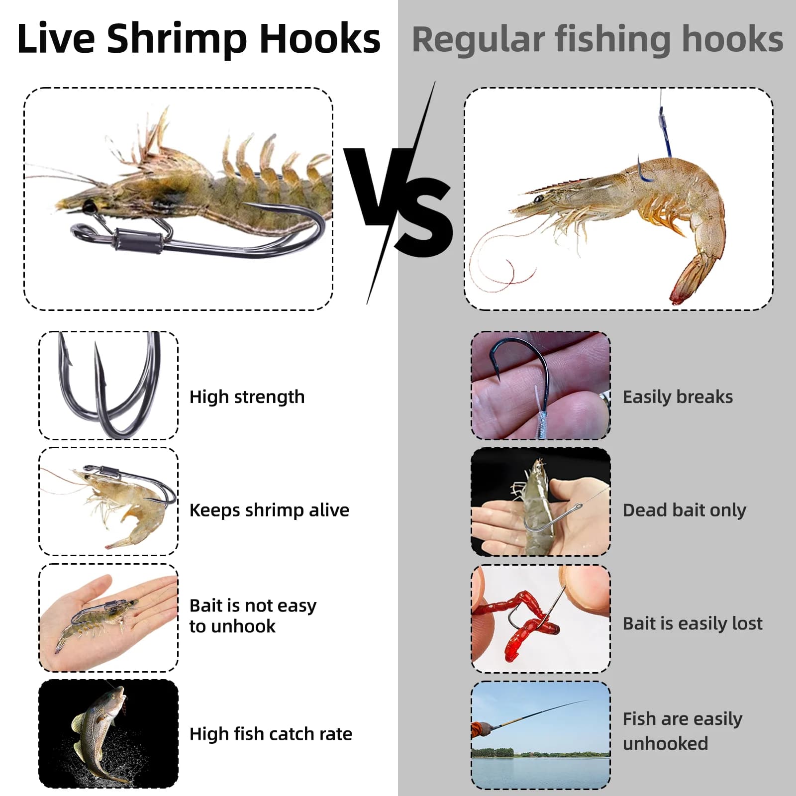 Double Hook Live Shrimp Holder Hooks Corrosion Resistant