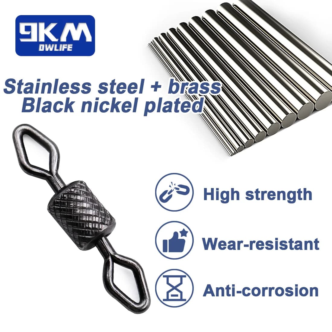 Rolling Barrel Swivels with Solid Rings, 25-100 Pcs