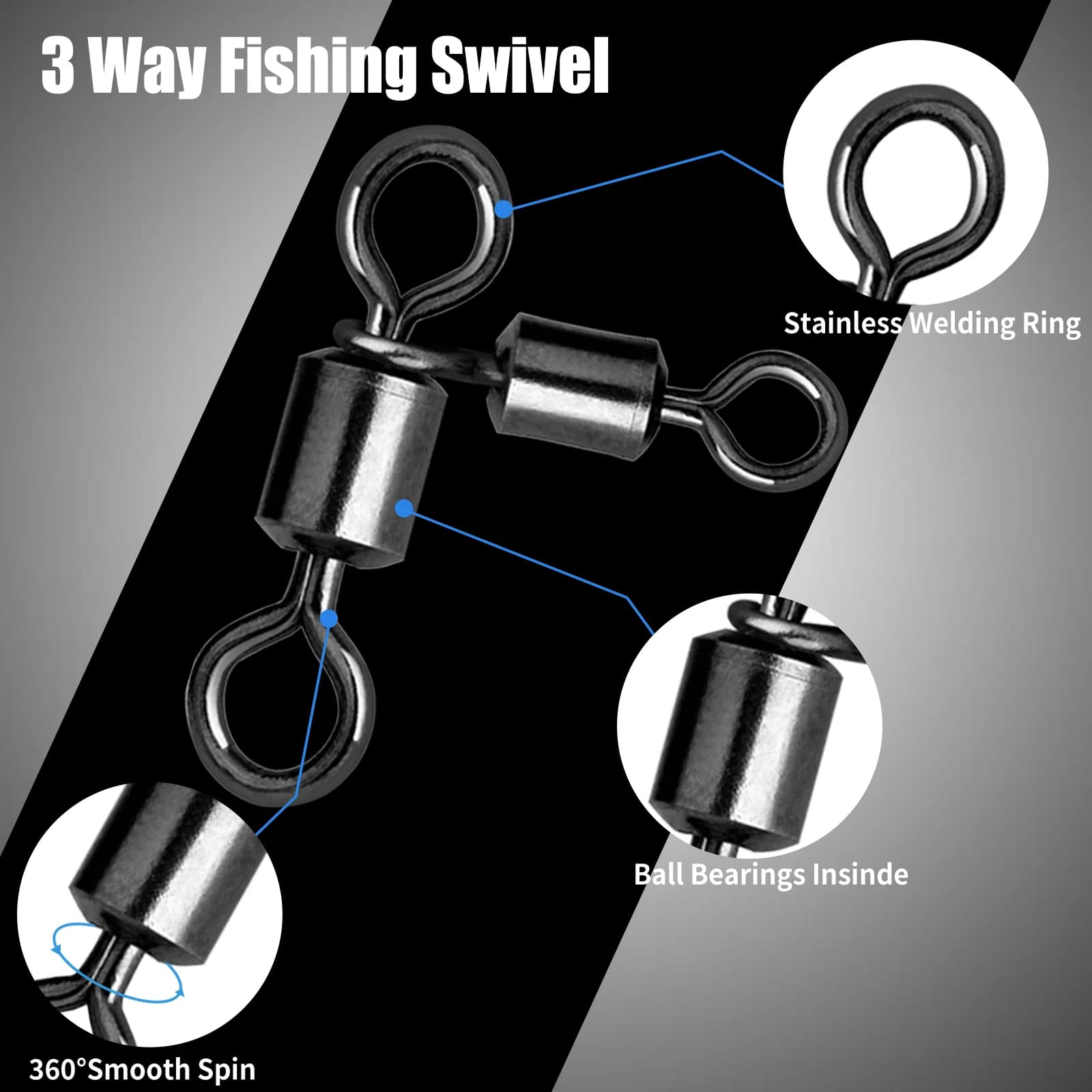 3-Way Crossline Swivels, 25-100 Pcs