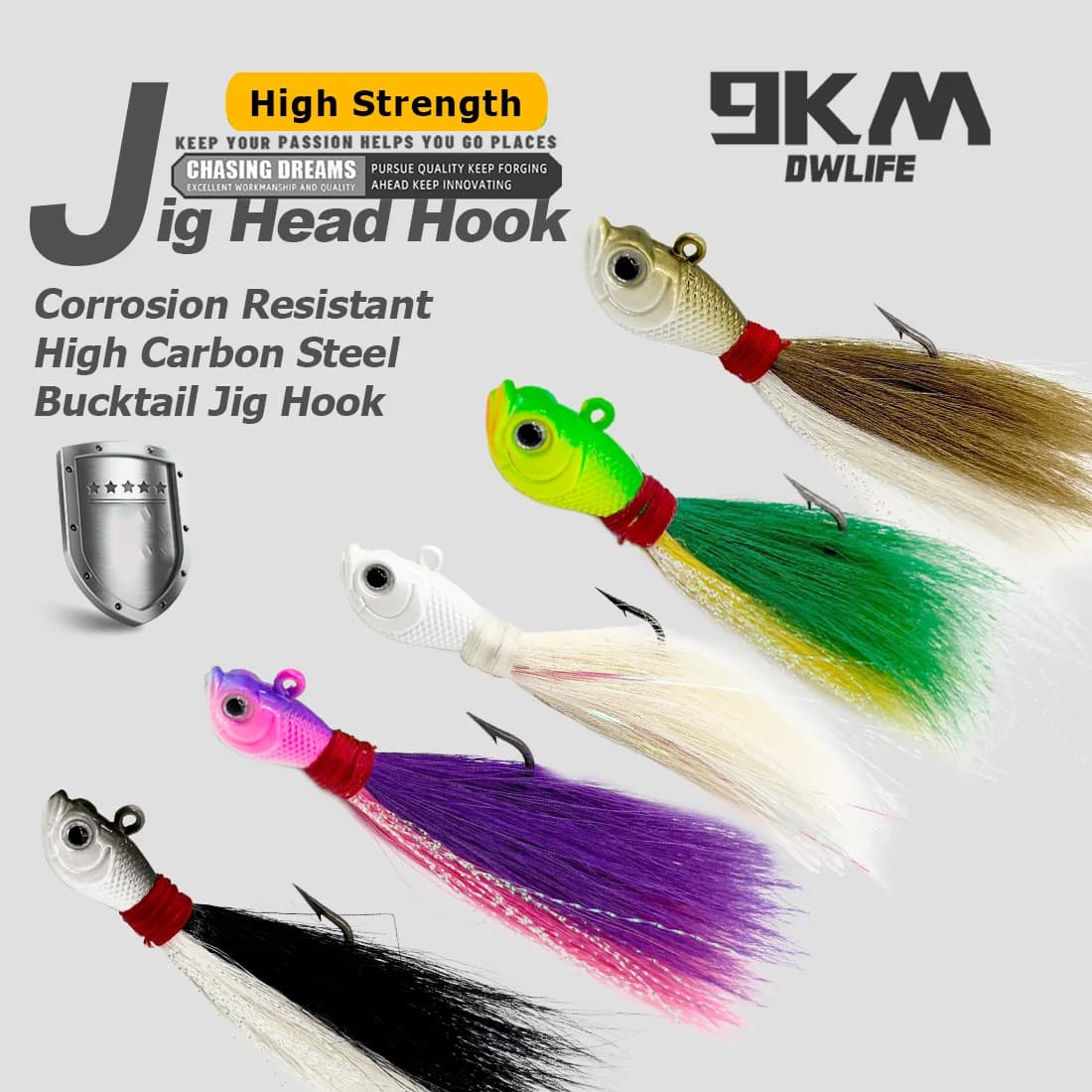 Bucktail Jig Hair Hook Kit, 5 Pack