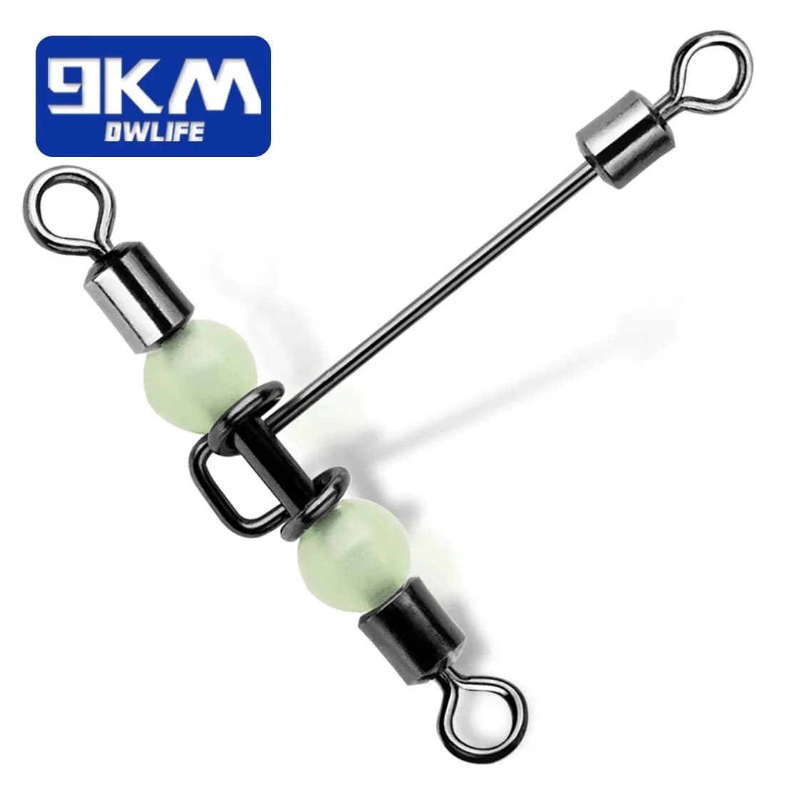 Three Way Rolling Swivels with Glow Beads for Fishing