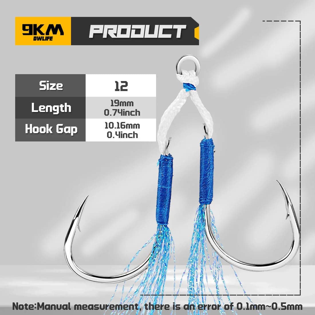 Jigging Assist Hook with Blue Feather, 10-20 Pcs