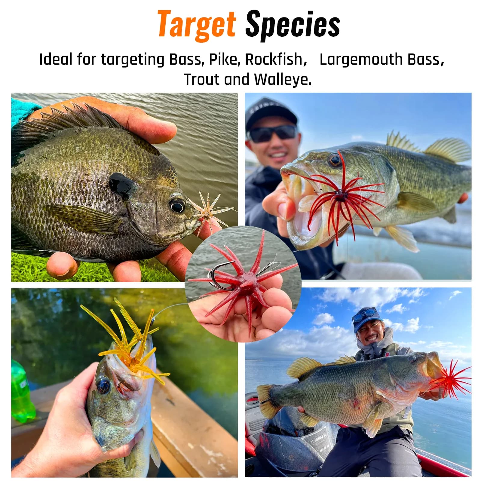 Sea Urchin Soft Plastic Creature Baits for Bass