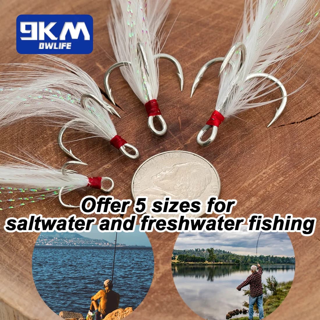Feathered Treble Hooks for Spinner and Spoon Lures