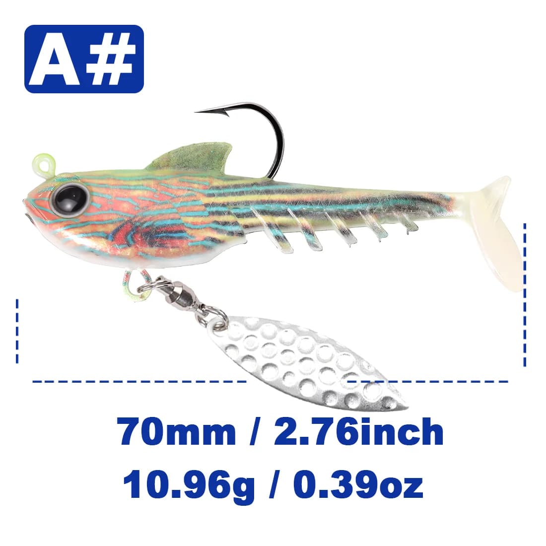 Soft Plastic Swimbait Jig Head with Spinner Blade