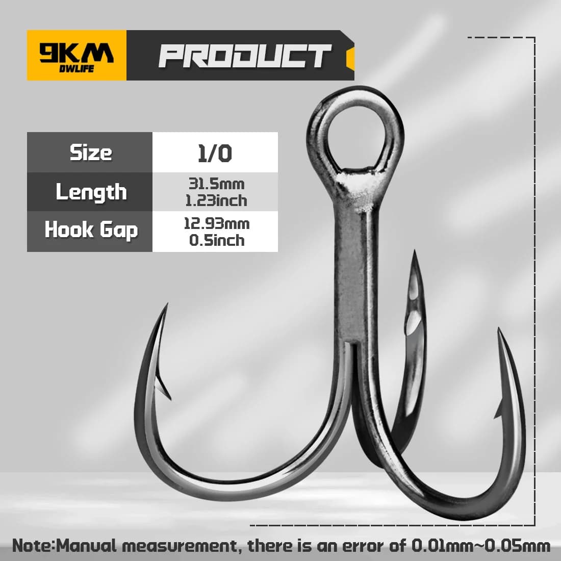 Black Saltwater Treble Fishing Hooks
