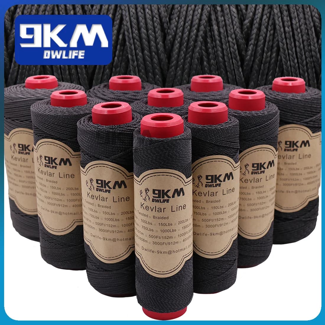 Black Braided Kevlar Fishing Assist Rope, 50-1500 Lbs