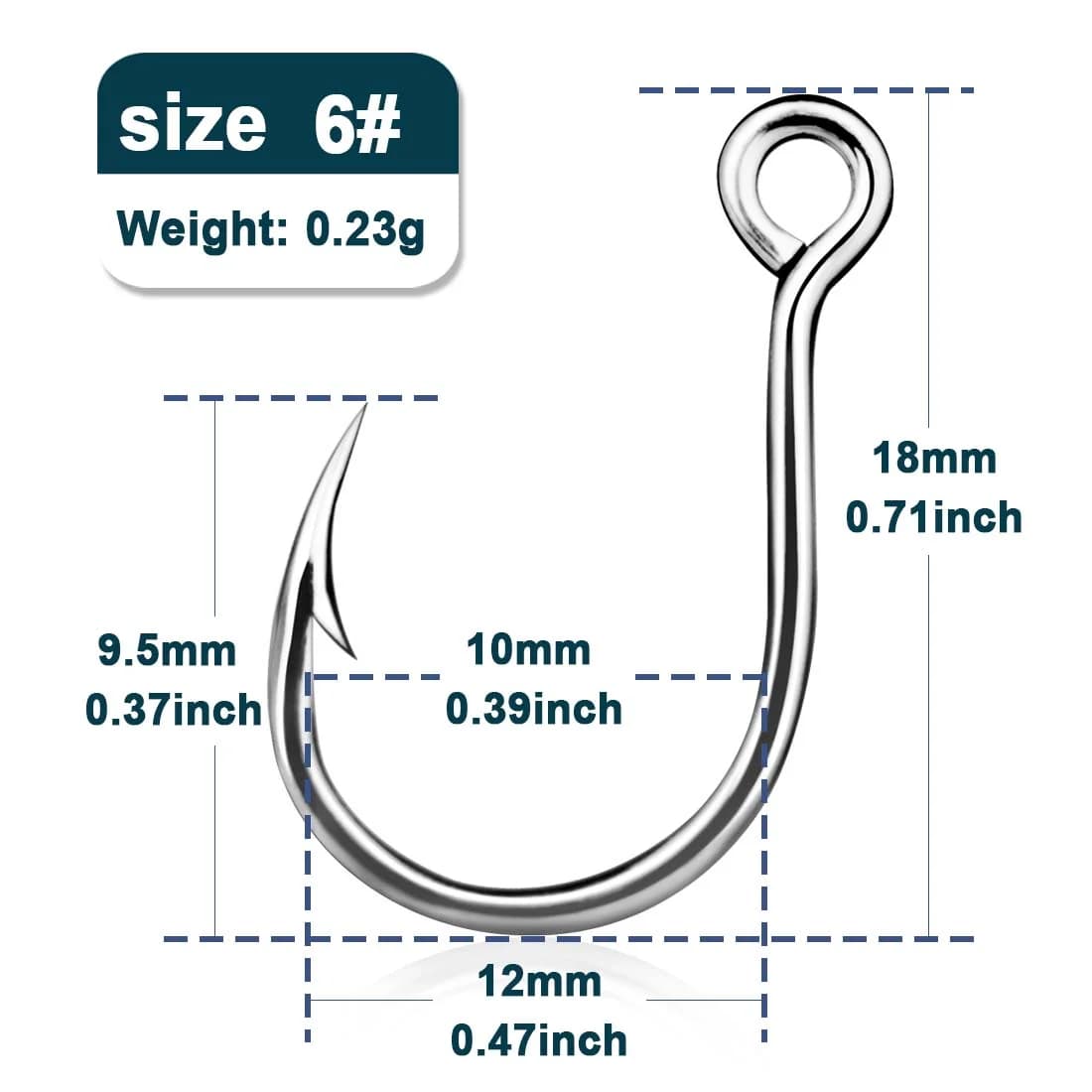 Inline Carp Jigging Hooks, High Carbon Steel, 25 Pcs