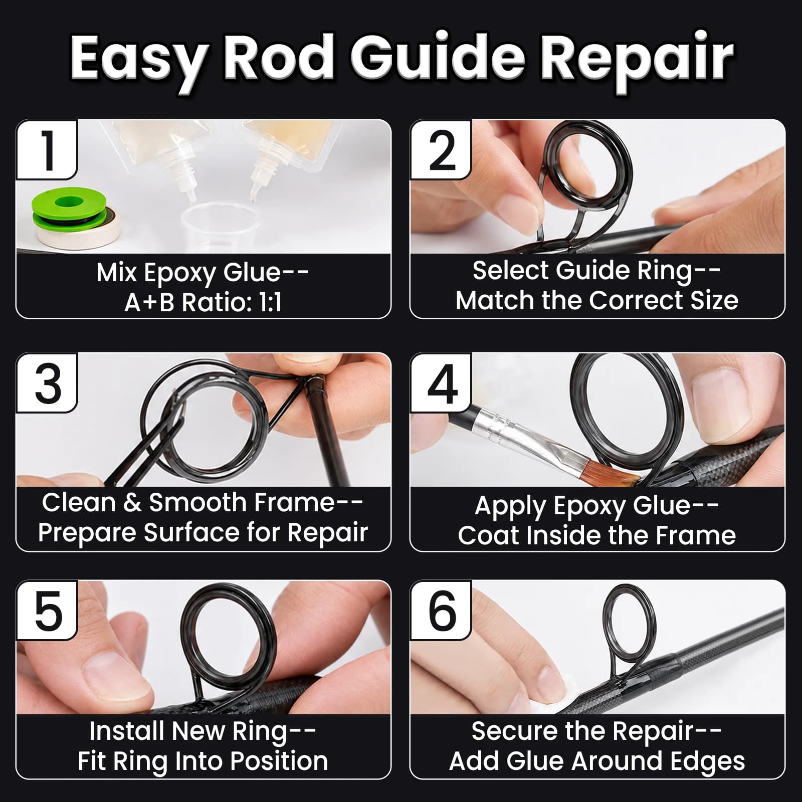 10-20pcs Ceramic Ring Repair Kit for Fishing Rods